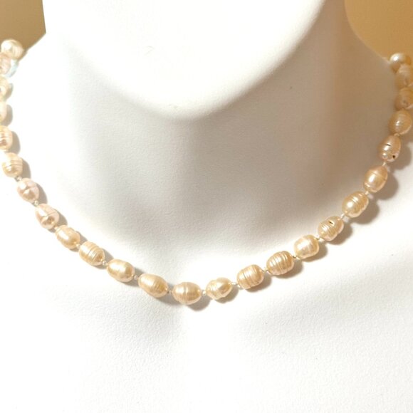 Pale Pink Freshwater Pearl Necklace, Hand Knotted Pearl Necklace - Picture 1 of 9